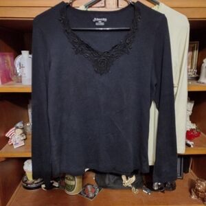 St. John's Bay Blue Embellished Long Sleeve Tee